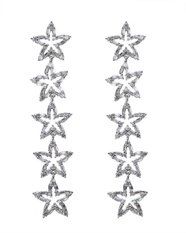 Cz By Kenneth Jay Lane - Five Star Drop Earrings