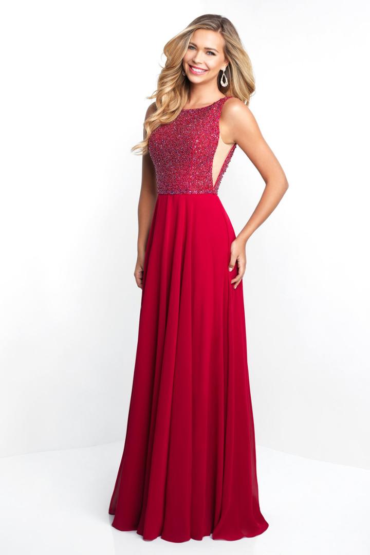 Blush - 11575 Adorned Bateau Illusion Cutout Chiffon Gown