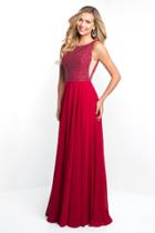 Blush - 11575 Adorned Bateau Illusion Cutout Chiffon Gown