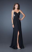 La Femme - 18541 Bejeweled V-neck A-line Dress