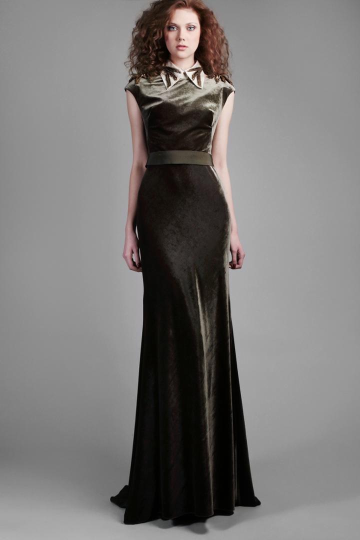 Beside Couture By Gemy - Cpf14 3990 Epaulette Cap Sleeve Velvet Gown