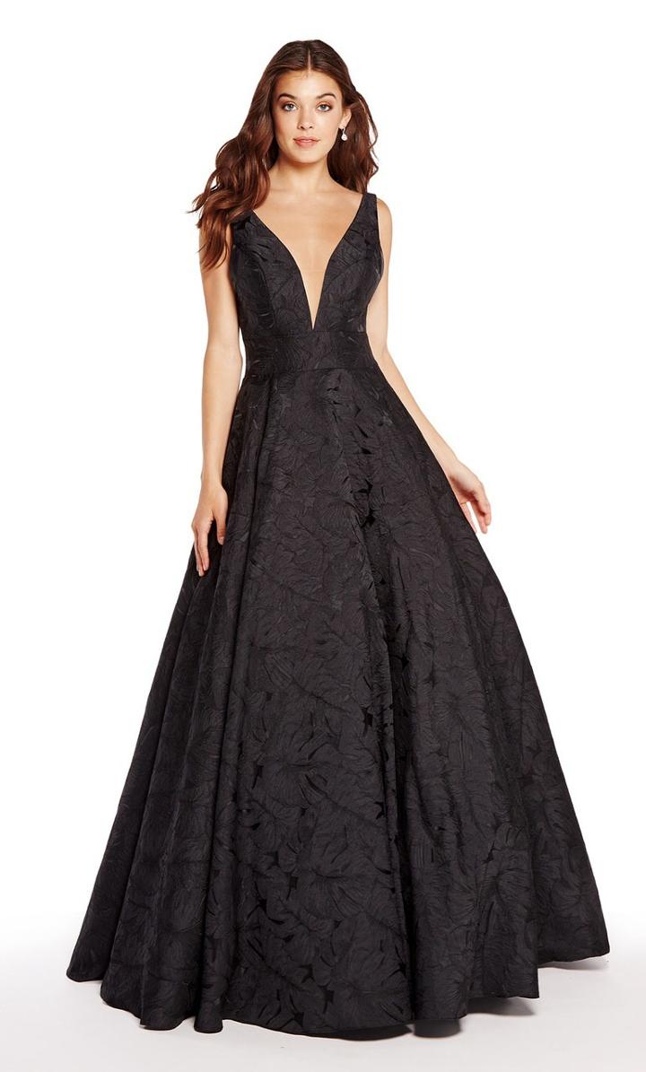 Alyce Paris - 60171 Plunging V-neck Jacquard Ballgown