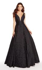 Alyce Paris - 60171 Plunging V-neck Jacquard Ballgown