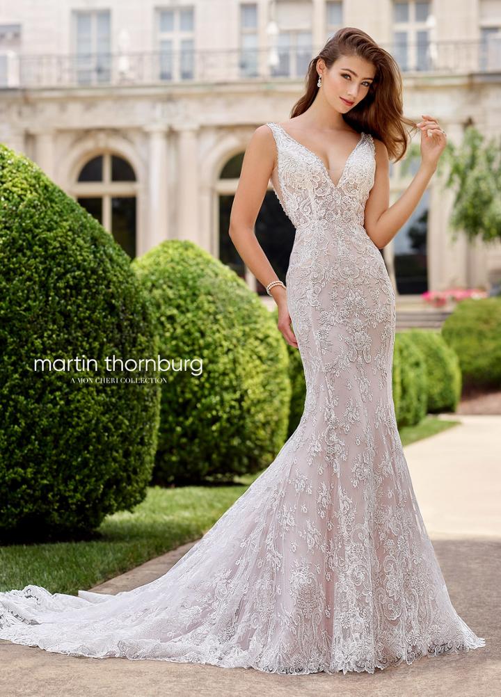 Martin Thornburg For Mon Cheri - 118277 Appliqued Fitted Trumpet Wedding Dress