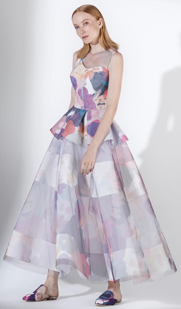 Saiid Kobeisy - 3426 Multi-colored Brocade And Tulle A-line Dress