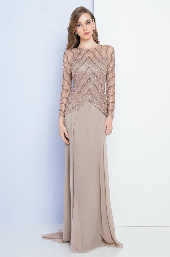 Terani Couture - 1723m4630 Embellished Illusion Jewel A-line Dress