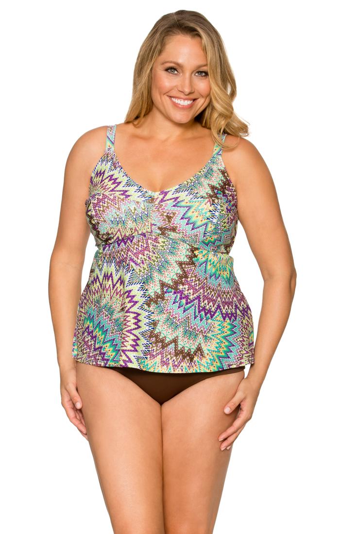 Curve Swimwear Sunburst 391e/f Tunic Tankini W/ Removable Cups Top