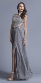 Aspeed - L2052 Jeweled Illusion Bateau Fitted Prod Dress