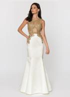 Ashley Lauren - 1203 Gold Embroidered Evening Dress