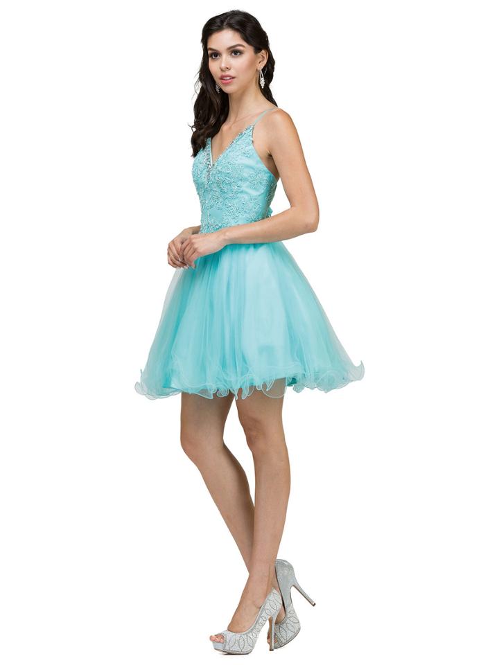 Dancing Queen - 2004 Beaded Floral Lace Tulle Cocktail Dress