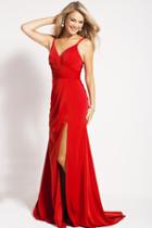 Jovani - Jvn50428 Surplice Bodice High Slit Sheath Gown