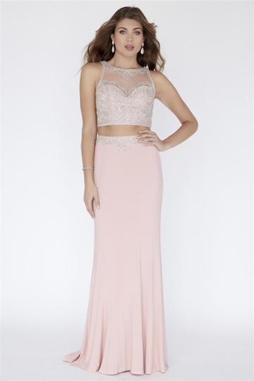 Jolene Collection - 18042 Two Piece Beaded Illusion Halter Dress