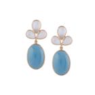 Tresor Collection - Rainbow Moonstone & Aquamarine Oval Earrings In 18k Yg
