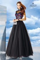 Alyce Paris - 6484 Dress In Black Multi-color