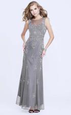 Shail K - 1284 Bead Festooned Illusion Evening Dress