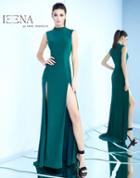 Ieena For Mac Duggal - 25034i High Neck Dual Slit Sheath Gown