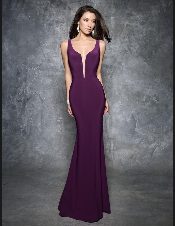 Nina Canacci - Long Prom Dress With Sheer Back 7252