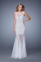 Gigi - 21327 Bateau Neck Embellished Mermaid Gown