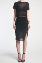 Donna Mizani - Orbit Midi Slit Skirt In Black