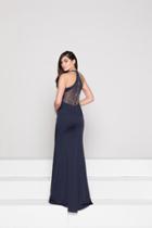 Glow By Colors - G798 Fitted Halter Strapped Evening Dress
