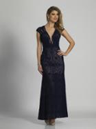 Dave & Johnny - A6130 Cap Sleeve Lace Evening Gown