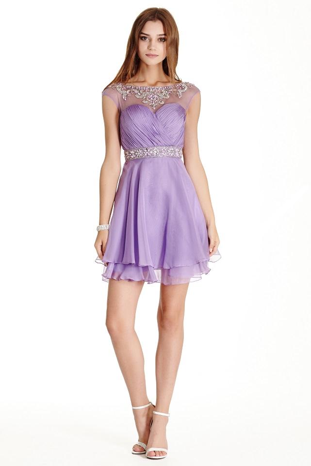 Aspeed - S1584 Bejeweled Ruched A-line Homecoming Dress