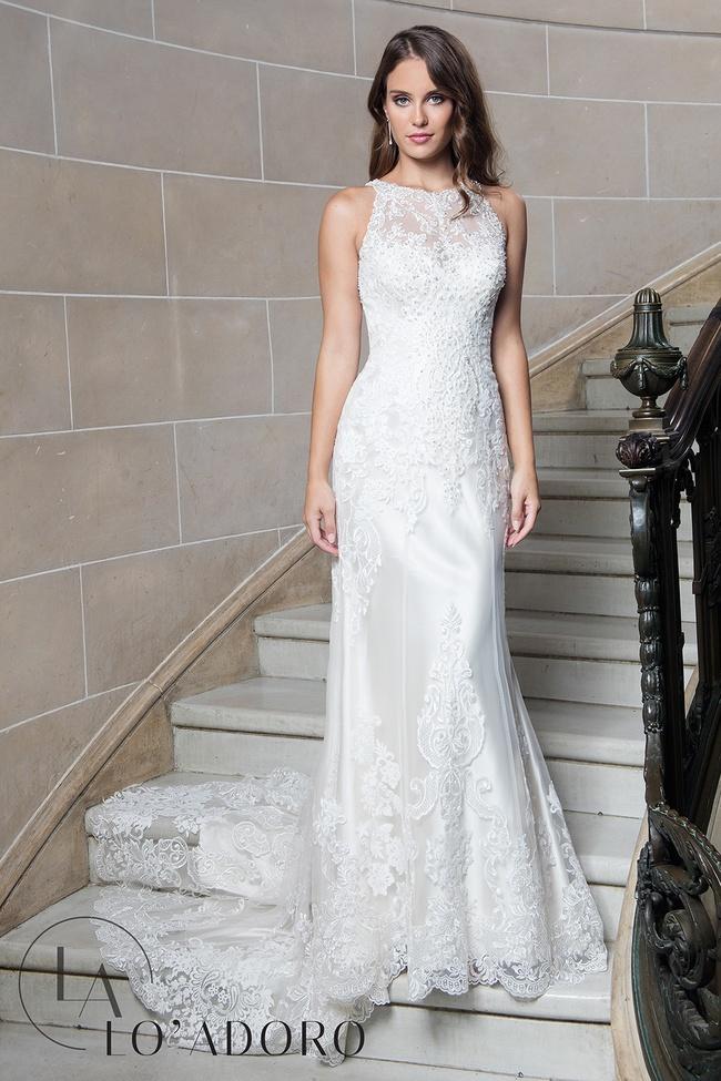 Rachel Allan Bridal - Beaded Sheath Gown With Draping M619