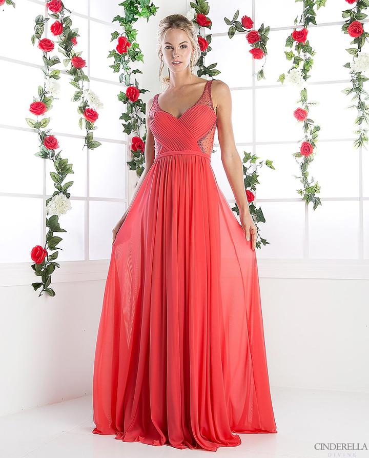 Cinderella Divine - Crisscrossed Ornate Illusion Panel Gown