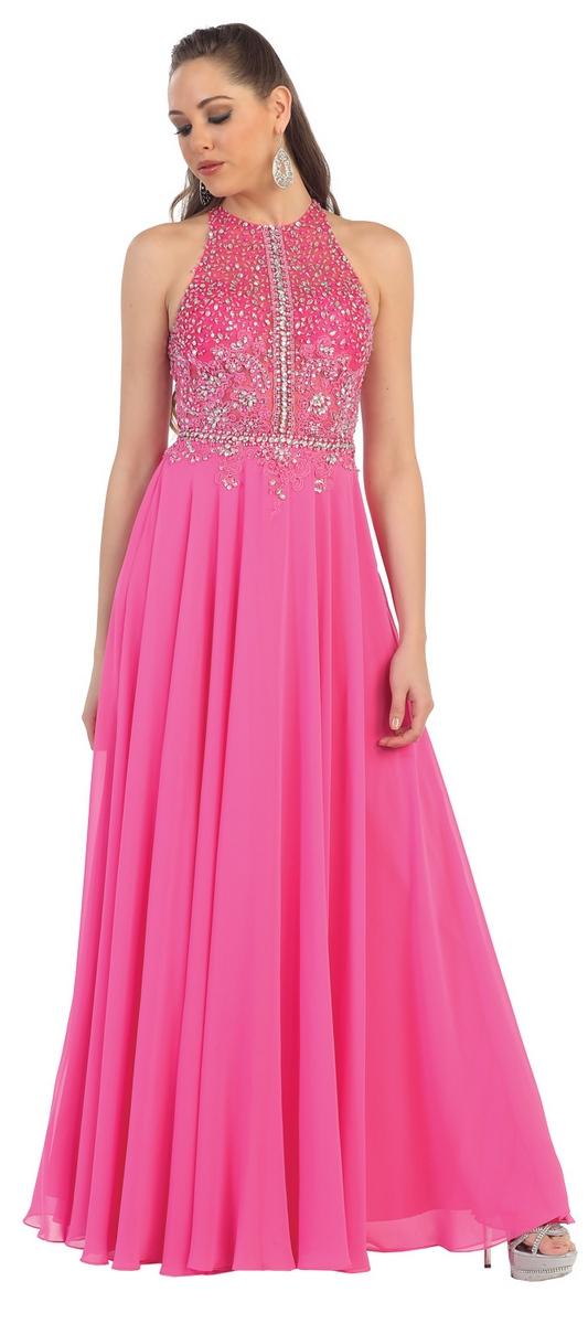 Chic Rhinestone Chiffon A-line Dress With Cutout