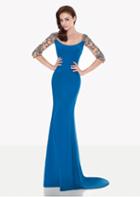 Tarik Ediz - Embellished Sleeves Long Dress 92697