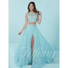 Tiffany Designs - Lavishly Adorned Bateau Illusion Evening Gown 16202