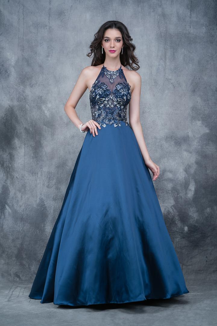 Nina Canacci - 2147 Sheer And Embellished Haltered Gown