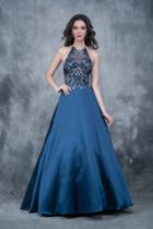 Nina Canacci - 2147 Sheer And Embellished Haltered Gown
