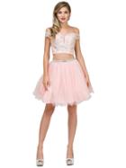 Dancing Queen - 9993 Two Piece Off-shoulder A-line Dress