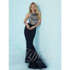 Tiffany Designs - Crystal Encrusted Halter Illusion Evening Gown 16204