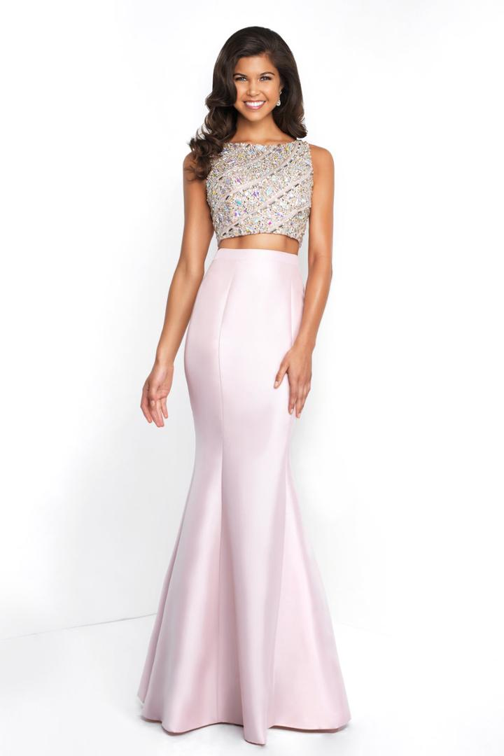 Blush - C1079 Two-piece Beaded Mikado Mermaid Gown
