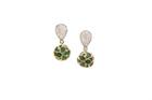 Tresor Collection - Emerald Origami Sphere Ball Earrings On A Pear Shaped Diamond Pave Top In 18k Yellow Gold