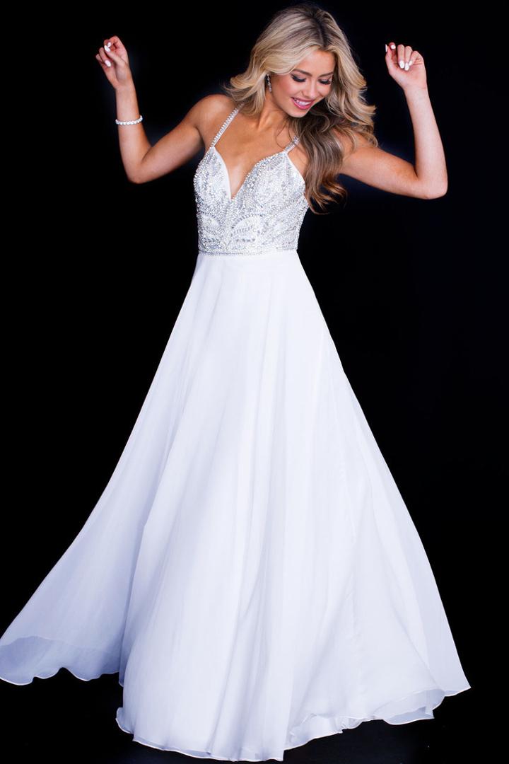 Jovani - Jvn55874 Embellished Foliage Motif A-line Gown