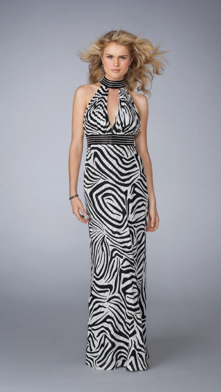 La Femme - Elegant Bejeweled High Neck Sheath Dress 13425