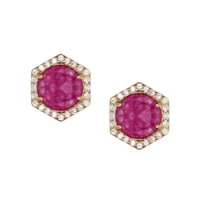 Rachael Ryen - Hexagon Pave Studs In Purple Jade