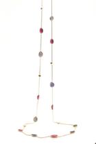 Tresor Collection - Multicolor Tourmaline Long Station Necklace In 18k Yellow Gold
