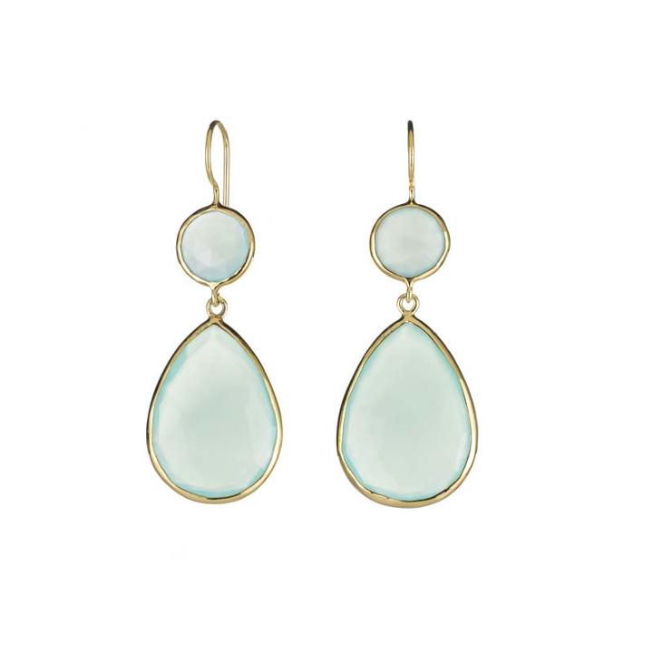 Margaret Elizabeth - 2 Stone Drops Aqua Chalcedony