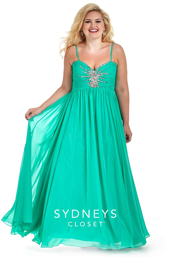 Sydney's Closet - Sc7071 Plus Size Dress In Spring Green