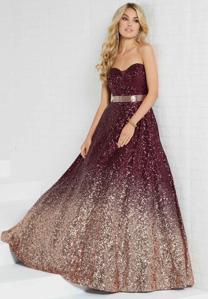 Tiffany Homecoming - 16264 Strapless Sweetheart Ombre Sequined Ballgown