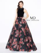 Mac Duggal - 67677r Floral Embroidered High Neck Ballgown With Train