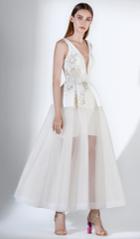 Saiid Kobeisy - 3401 Metallic Foliage Appliqued Sheer A-line Dress