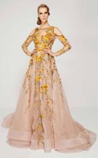 Mnm Couture - 2401 Sheer Embroidered Floral A-line Dress