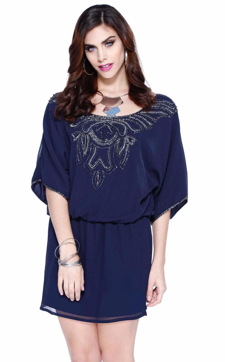 Shail K - Sparkling Bead Embellished Cocktail Dress 1070