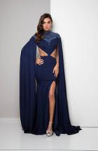 Terani Couture - Ravishing Cape Sleeves Sheath Gown 1713e3323