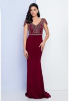 Terani Evening - 1721m4330 Embellished V-neck Sheath Dress